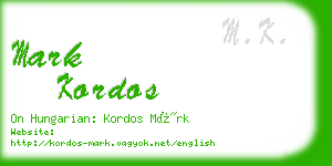 mark kordos business card